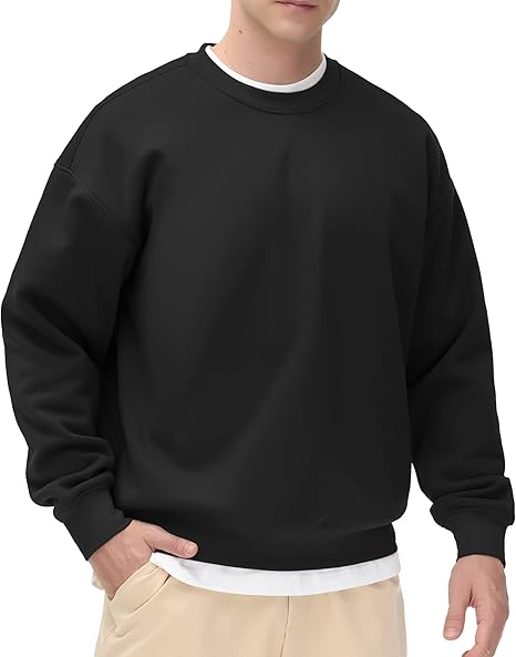 Fleece Crewneck Sweatshirt Thick Loose fit Soft Basic Pullover Sweatshirt