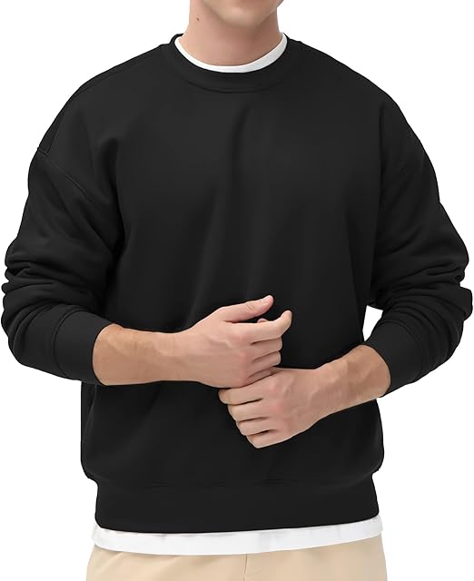 Fleece Crewneck Sweatshirt Thick Loose fit Soft Basic Pullover Sweatshirt